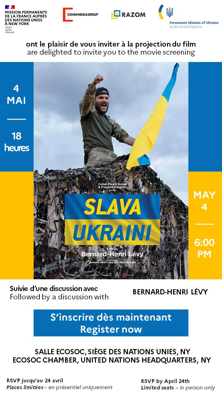 Screening of Slava Ukraini by Bernard Henri-Lévy at the UN